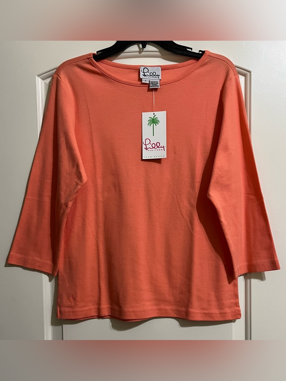 NWT Lilly Pulitzer Women’s Coral 3/4 Sleeves Pullover Blouse Top Size Large